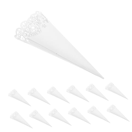 FRCOLOR 50 Stück Weiße Herzförmige Hohle Papiertüten für Hochzeiten Elegante Streublumen Halter für Romantische Feiern und Geburtstagsdekorationen von FRCOLOR