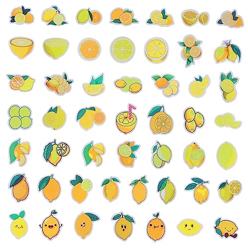 FRCOLOR 50Blätter Zitronen Aufkleber Lustige Obst Sticker für Koffer Computer und Kinderzimmer Hochwertige Langlebige Dekoration für Wände Türen und Mehr von FRCOLOR