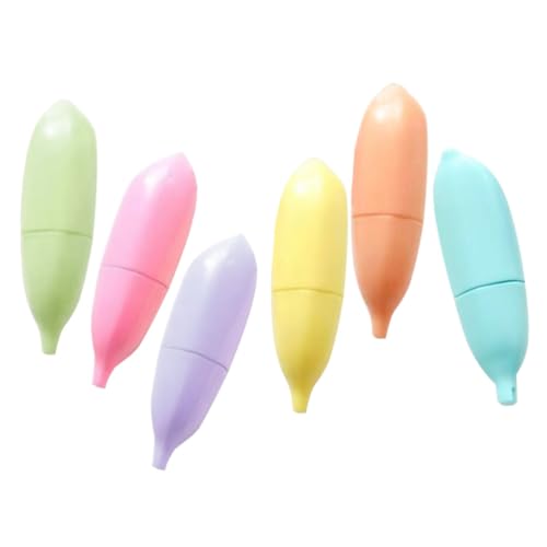 FRCOLOR 6 Stück Bananen Form Textmarker Bunte Marker für Malen und Markieren Kleine Süße Buchmarker für Doppelseitige Filzstifte mit Glatter Mine für Schule und Büro von FRCOLOR
