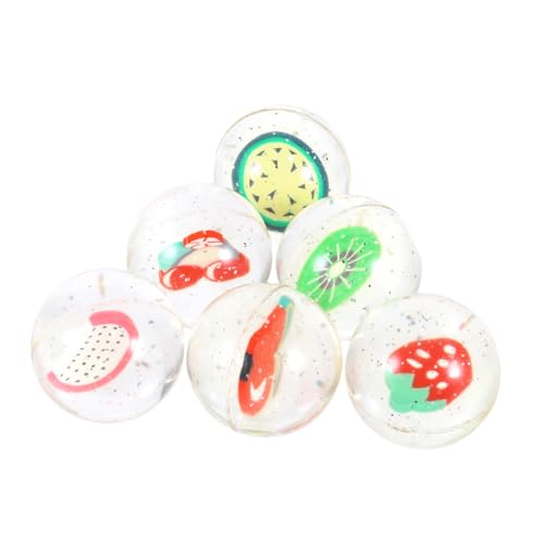 FRCOLOR 6 Stück Teiliges Bunte Sprungbälle mit Fruchtigem Design Ungiftiger Gummiball Hoher Rückprall Pädagogisches für Fördert Farberkennung und Frühkindliches Lernen von FRCOLOR