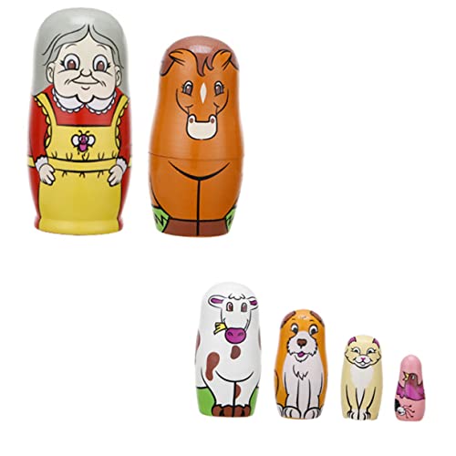 FRCOLOR 6 Stück Teiliges Holz Puppen für Bunte Kreativ Dekoration Sammlerstück aus Solidem Holz Gefertigt mit Liebevollen Mustern von FRCOLOR