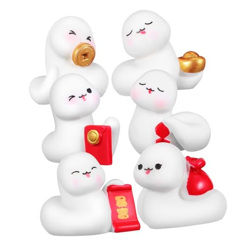 FRCOLOR 6 Stück Teiliges Niedliche Mini Schlangenfiguren aus Harz Chinesische Neujahrsdeko Vielseitige Tisch und Autodekoration Detailreiche Handwerkskunst Glückssymbol für Zuhause und von FRCOLOR