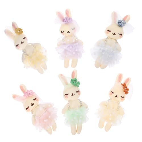FRCOLOR 6 Stück Teiliges Plüsch Kaninchen Puppen für DIY Osterdekoration Weiche Stofftiere aus Hochwertigem für Kopfband Kleidung und Accessoires von FRCOLOR
