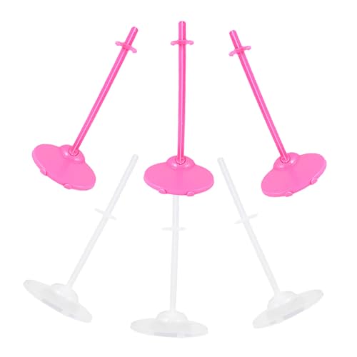 FRCOLOR 6 Stück Teiliges Puppenständer Stabile Doll Racks mit Flachem Sockel Transparente Pinke Figurenhalter für Indoor Puppen und Actionfiguren Kreatives Design für Sammler und DIY von FRCOLOR