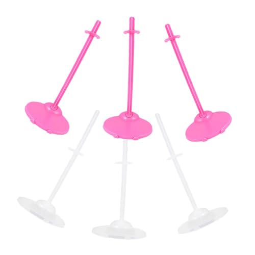 FRCOLOR 6 Stück Teiliges Puppenständer aus Stabilem mit Runder Basis Transparente und Pinke Doll Figure Stands für Puppen und Sammlerfiguren Sicherer Halt ohne Verrutschen Vielseitig von FRCOLOR