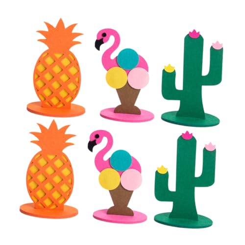 FRCOLOR 6 Stück Teiliges Sommer Filz Dekoration Flamingo Ananas Kaktus für Kreative Hawaii Party Dekoration für Tisch Kinderzimmer und Festliche Anlässe von FRCOLOR