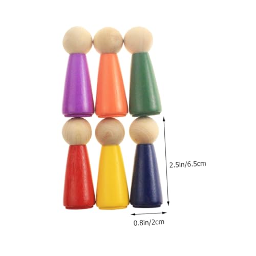 FRCOLOR 6 Stück Teiliges Unvollendete Holzfiguren zum Bemalen Stabile DIY Peg Dolls aus Naturbelassenem Holz Glatte Oberfläche für Kreative Bastelprojekte und Kinderhandwerk von FRCOLOR