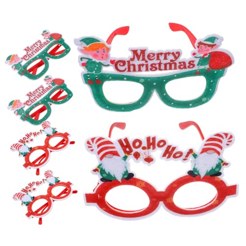 FRCOLOR 6 Stück Teiliges Weihnachtsbrillen Partybrillen Rahmen mit Santa und Elfen Motiv Lustige Weihnachtsdeko für Festliche Anlässe Vielseitig Einsetzbar als Foto Requisite und von FRCOLOR