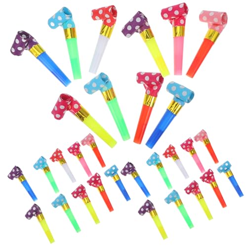 FRCOLOR 60 Stück Party Blashörner aus Plastik und Papier Bunte Papierrüssel mit Punkten Laute Cheerleading Pfeifen für Geburtstagsfeiern Festivals und Weihnachtsfeiern um Anzufeuern FRCOLOR 60 Stück Party Blashörner aus Plastik und Papier Bunte Papierrüssel mit Punkten Laute Cheerleading Pfeifen für Geburtstagsfeiern Festivals und Weihnachtsfeiern um Anzufeuern von FRCOLOR