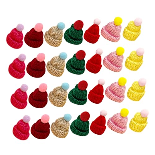 FRCOLOR 60 Stück Teiliges Mini Weihnachtsmützen aus Wollgarn Bunte DIY Bastelaccessoires Wiederverwendbare Puppenhüte für Dekoration Partydeko und Festtagsgestaltung von FRCOLOR