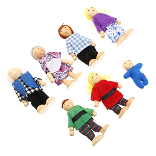 FRCOLOR 7 Stück Teiliges Holzpuppen für Spielzeugfiguren Familie zum Rollenspiel Bewegliche Puppen für Kreatives und Dekoration von FRCOLOR