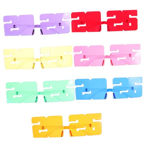 FRCOLOR 7 Stück Teiliges Partybrillen aus Robustem Bunte Neujahrsdeko und Fotorequisiten für Silvester Weihnachtsfeier Abschlussfeier als Partyzubehör und Geschenkbeilage von FRCOLOR