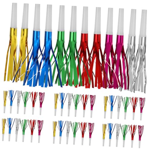 FRCOLOR 8 Packungen Bunte Party Tröten aus Kunststoff Laute Geburtstags-hupen mit Metallischem Fransen-design Kindergeburtstag Mitgebsel und Gastgeschenke Vielseitig für Feiern und von FRCOLOR