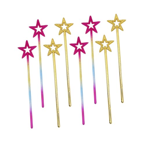 FRCOLOR 8 Stück Teiliges Kunststoff Zauberstäbe mit Hohlem Stern Glitzernde Feenstäbe für Mädchen Bunte Goldene und Irisierende Farben für Geburtstagsfeier Halloween und Cosplay Party von FRCOLOR