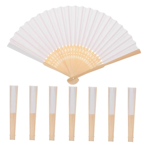 FRCOLOR 8stücke Papierfächer Handfächer Blanko-weiß Für Junge Mädchen Diy Sommer Party Deko Bambusgriff Malfächer Hochzeit von FRCOLOR