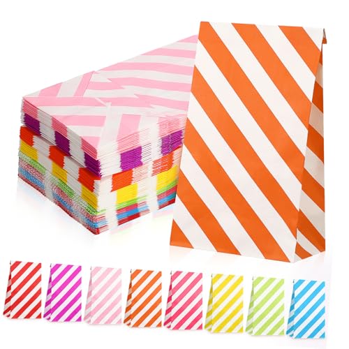 FRCOLOR 80 Stück Bunte Papier Geschenktüten Kleine Papiertüten für Snacks Süßigkeiten und Partys Robustes Papier Flaches Design Vielfältige Farben für Feiern von FRCOLOR