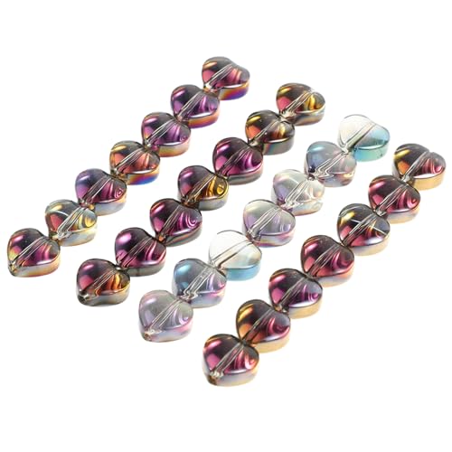 FRCOLOR 80 Stück Herzförmige Glasperlen Gradient Farbverlauf Kristallperlen für Schmuckherstellung DIY Halsketten Armbänder Valentinstag Zubehör von FRCOLOR