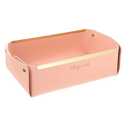 FRCOLOR Ablagefach aus Leder Schlüssel Tablett Schmuck Sundies Storage Tably Schreibtischablage Desktop-Ablagefach pu kleinigkeiten halter Platte Legierung Rosa von FRCOLOR