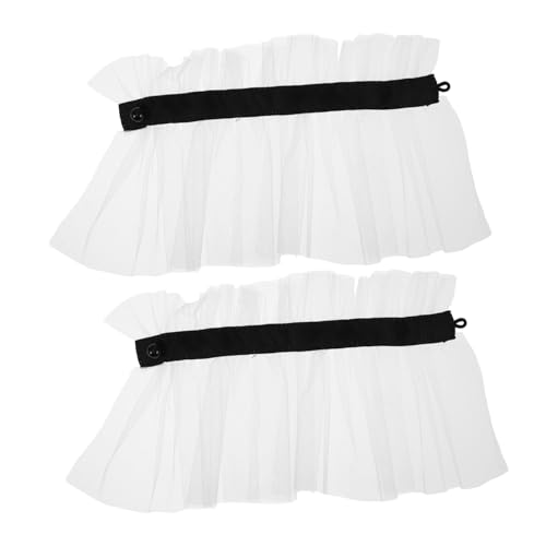 FRCOLOR Abnehmbare Weiße Netzstoff Fake Ärmel mit Plissierten Manschetten und Perlenverziert Leichte Polyester Bindeelemente DIY Sleeves für Brautkleider Kostüme Festliche Anlässe von FRCOLOR