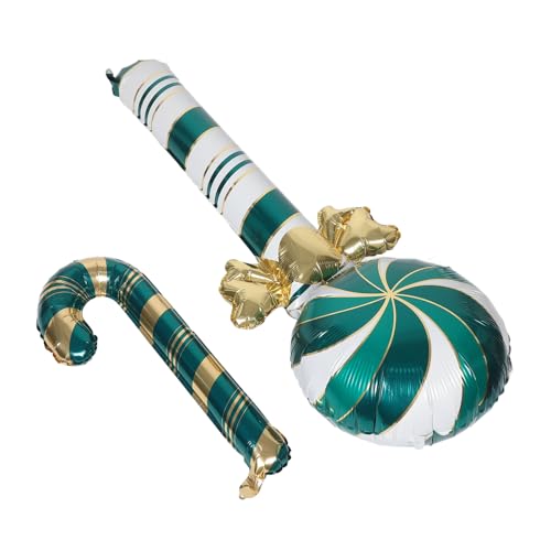 FRCOLOR Aluminium Folienballon Weihnachtsdeko Süßigkeitenform Langlebig Groß Festliche Candy Cane Ballons Vielseitig für Party Foto und Weihnachtsfeier Grün Teilig von FRCOLOR