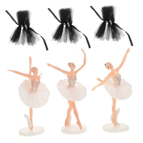 FRCOLOR Ballet Girl Cake Decoration mit Figuren Mehrlagiger Tüllrock Elegante Weiße und Schwarze Farben Langlebig und Vielseitig für Mädchen Geburtstag Partydeko von FRCOLOR