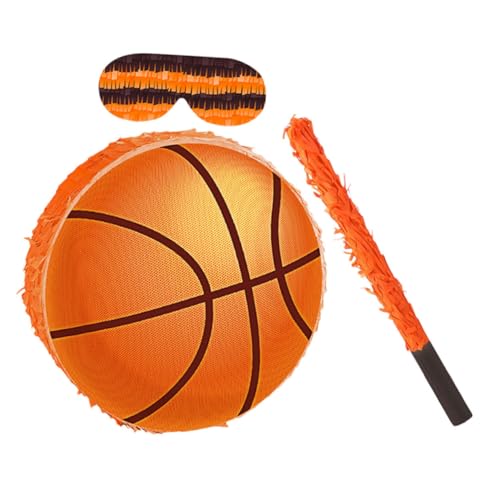 FRCOLOR Basketball Pinata aus Stabilem Karton mit Robustem Aufhänge-loop Inklusive und Augenbinde für Sportliche Kindergeburtstage Vielseitig Hängbar als Partydeko und Spielspaß von FRCOLOR