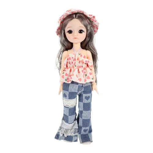 FRCOLOR Bjd Puppe im Boho Stil mit Kleidung Schuhen und Hut Bewegliche Gelenke für Kreatives Spiel Sicheres Material für für Weihnachten und Besondere Anlässe von FRCOLOR