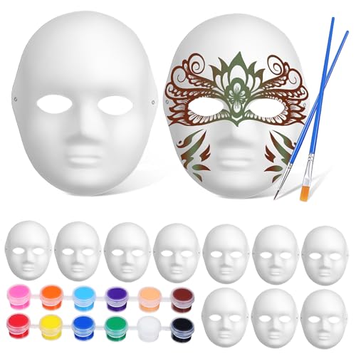 FRCOLOR DIY Masken Bastelset mit Leeren Papiermasken Farben Acrylfarbe À Pinsel Handbemalte Anpassbare Gesichtsmasken für Malspaß Karneval Fasching und Kostümparty FRCOLOR DIY Masken Bastelset mit Leeren Papiermasken Farben Acrylfarbe À Pinsel Handbemalte Anpassbare Gesichtsmasken für Malspaß Karneval Fasching und Kostümparty von FRCOLOR