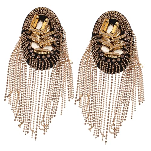FRCOLOR Goldene Quasten Schulterklappen mit Strass Leichte Fransen Epauletten für Kostüm und Anzug Sichere Befestigung Retro Schulterdekoration für Herren und Damen FRCOLOR Goldene Quasten Schulterklappen mit Strass Leichte Fransen Epauletten für Kostüm und Anzug Sichere Befestigung Retro Schulterdekoration für Herren und Damen von FRCOLOR