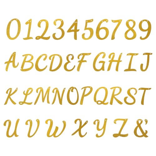 FRCOLOR Goldener Glitter Alphabet Zahlenbanner Sparkly Buchstaben Zahlen für Geburtstags Hochzeitsfeiern Leicht zu Hängende Partydekoration für Geburtstagstisch und Eventgestaltung von FRCOLOR