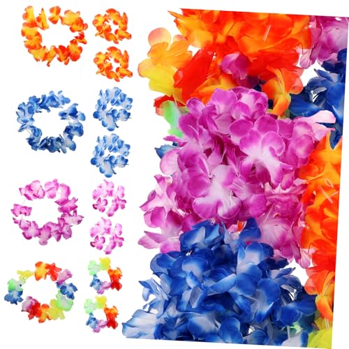 FRCOLOR Hawaii Leis Teilig Buntes Party mit Halsketten Stirnbändern Armbändern Leichte Langlebige Blumenkränze für Festliche Sommer und Weihnachtsdeko Luau und Outdoor Feiern Geeignet von FRCOLOR