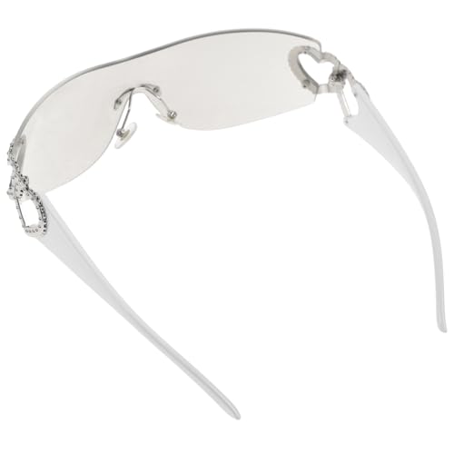 FRCOLOR Herz-sonnenbrille Unisex Rahmenlose Sonnenbrille Herren Liebesherz-brille Weiße Randlose Brille Party-accessoire von FRCOLOR