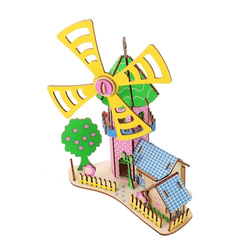 FRCOLOR Holzpuzzle Windmühlenhaus Modell DIY Holzbausatz für Kreatives für Geburtstage Langlebig und Detailreich Puzzle von FRCOLOR