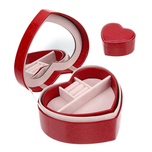 FRCOLOR Kasten Aufbewahrungsbox Für Schmuck Reise Schmuckschatulle Reise-ring-etui Kleines Etui Für Ohrringe Juwelierorganisator Ohrring-organizer Reiseutensilien Pu Rot von FRCOLOR