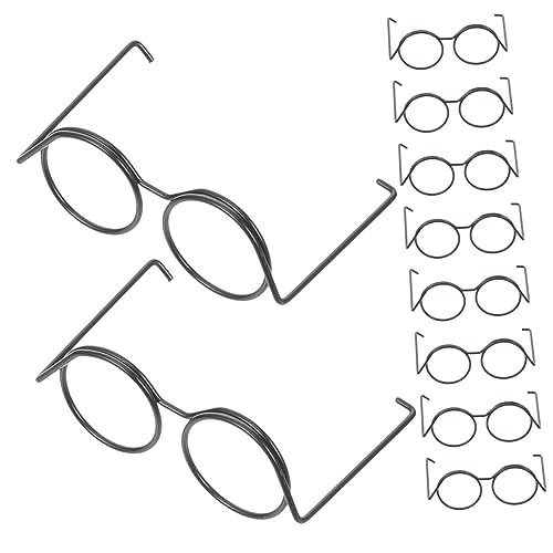 FRCOLOR Kleiner Puppenbrille 10 Stücke Metallische Runde Brille für Puppen Puppenzubehör für Kreative Bastelprojekte und Puppenhaus Dekoration von FRCOLOR