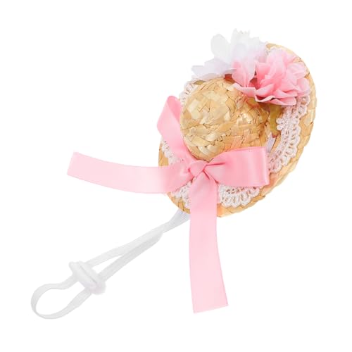 FRCOLOR Kleiner Puppenhut für Puppen Sommerhut Gewebter Puppen Anziehhut mit Schleife und Kunstblume Innendurchmesser 4cm Puppenzubehör für Selbstgemacht und Rollenspiele von FRCOLOR