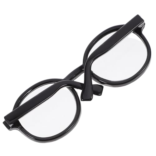 FRCOLOR Mini Puppenbrille für Puppen Runde Schwarze Fassung Transparente Gläser Leichte Kunststoff Brille Modisches DIY Dollhouse Accessoire Puppen Kostüm Ergänzung von FRCOLOR