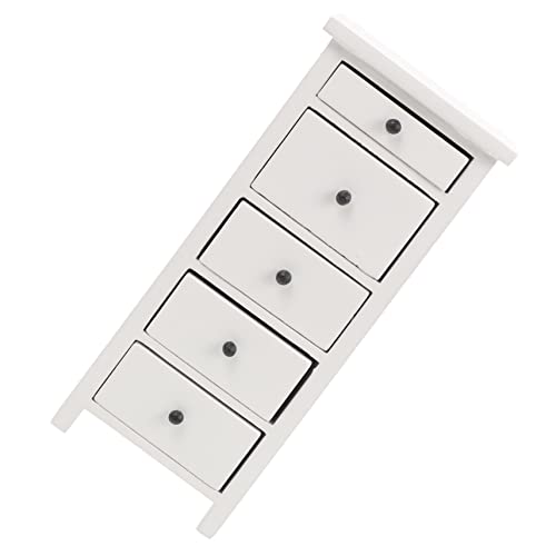 FRCOLOR Miniatur Holz Aufbewahrungsschrank Modell Weiße Mini Kommode für Puppenhaus Dekoratives Mini Möbelstück Realistisches Micro Landschafts Accessoire für DIY Puppenhaus Dekoration von FRCOLOR