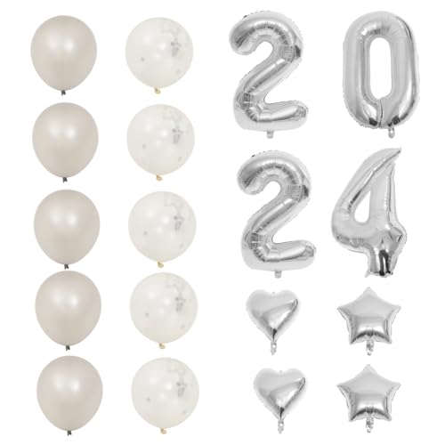 FRCOLOR Neujahrsballons Teilig Silber Partydekoration Festliche Ballons für Silvester Geburtstagsfeiern Hochzeiten und Jubiläumsfeiern von FRCOLOR