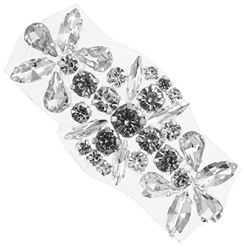 FRCOLOR Perlen und Strass Applikation zum Aufbügeln Silberner Taillenschmuck für Brautgürtel DIY Bügelpatch mit Feiner Verarbeitung für Abendkleider und Hochzeitskleider von FRCOLOR