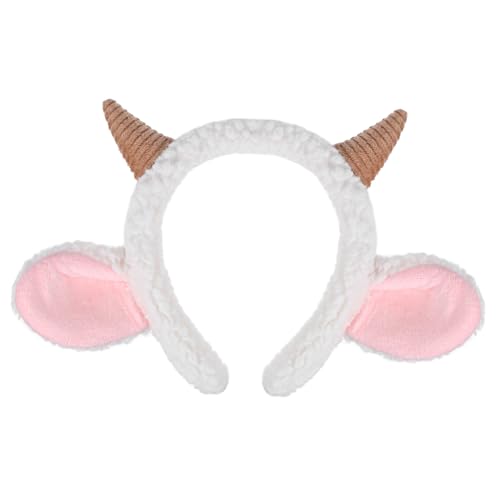 FRCOLOR Plüsch Schafhörner Stirnband Kuscheliges Tier Haarreif mit Schafohren für Cosplay Halloween Party Kostüm Zubehör von FRCOLOR