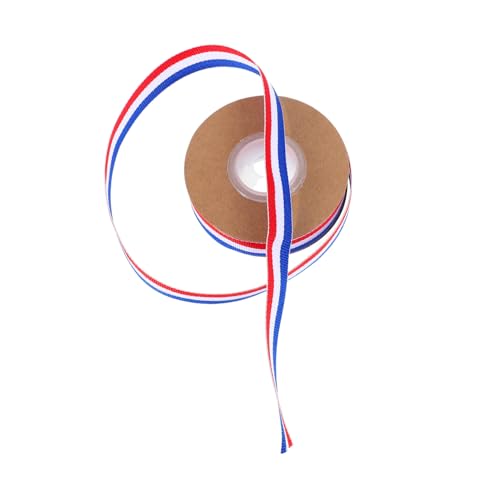 FRCOLOR Polyester Geschenkband Rot Weiß Blau Breit Yards Weiches Langlebiges DIY Schleifenband für Präsentverpackung Medaillenbänder Blumenarrangements Vielseitiges Dekoband von FRCOLOR