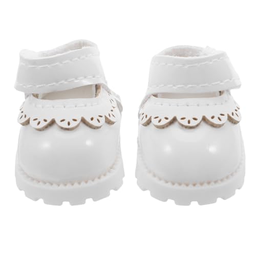 FRCOLOR Pu Zubehör Vorgeben Prinzessin Blind Miniaturfigur Süße Kleidung Kawaii Schuhe Zubehör Mini Cosplay Dekor cm Ersatz Puppenhaus Puppe Elfen Flats Weiß Für Schuhe von FRCOLOR
