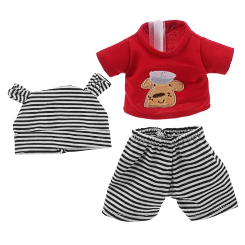 FRCOLOR Reborn Puppenkleidung mit Hut und Hose für Puppen Gestreiftes Outfit mit Hundemuster Langlebige Neugeborenen Kleidung Kompatible Accessoires für Rollenspiel von FRCOLOR