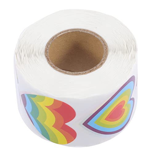 FRCOLOR Regenbogen Herz Aufkleber Rolle Selbstklebend DIY Basteln Umschlag Versiegelung Aufkleber Sticker Label für Geschenkverpackung Hochzeit Valentinstag Party von FRCOLOR