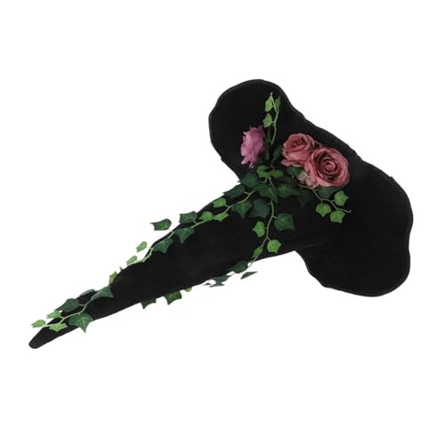 FRCOLOR Schwarzer Hexenhut für Damen Halloween Gothic Blütenranken Mütze Komfortable Passform Cosplay Kostüm Zubehör für Party Bühnenauftritte von FRCOLOR