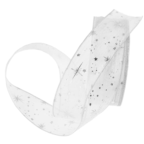FRCOLOR Sterngarn-Verpackungsband geschenkband dekoration Weiß Bankett Schild Fee Band für Blumenstrauß Glitzerstoff Schleife schwarzer Glitzertüll kabelgebundene Farbbandfreiheit Nylon von FRCOLOR