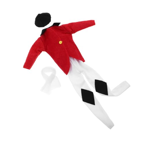 FRCOLOR Teiliges Puppen-reitoutfit Mini Doll Horse Riding Suit mit Jacke Beinbekleidung und Schal Rote Reiterkleidung für Puppen Vielseitig Kompatible Equestrian Dress-up Kleidung von FRCOLOR