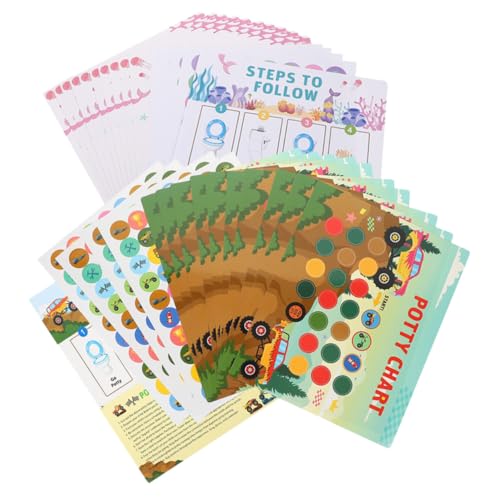 FRCOLOR Töpfchen Trainings Belohnungsaufkleber Bunte Sticker mit Meerjungfrau und Monsterauto Motivierende Töpfchentrainingskarte für Jungen und Mädchen Einfache Anwendung für Kleinkinder von FRCOLOR