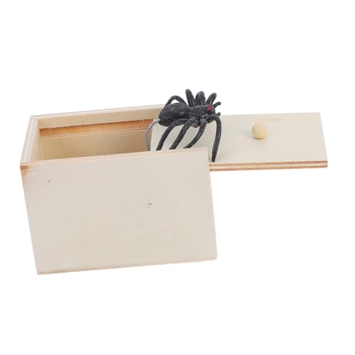 FRCOLOR Holzbox-trickspielzeug Mit Gefälschter Spinne Für Aprilscherz Und Halloween Spinnentrickspielzeug Für Schreckensmomente Und Lustige Streiche von FRCOLOR